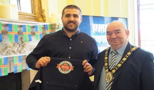 Head Chef Kieran Mitchell of The George, Kirton in Lindsey, pictured with the Mayor of North Lincolnshire, Cllr Peter Clark