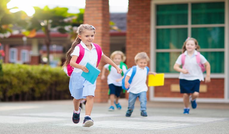 Group of children at the end of the school day