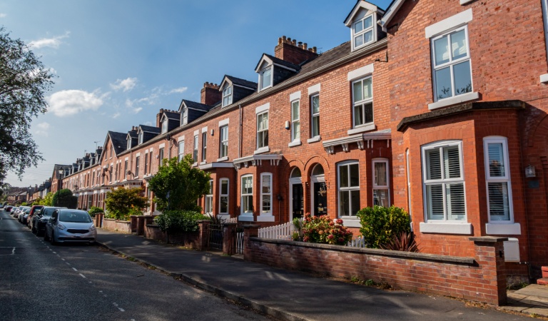 Row of houses in a suburban street