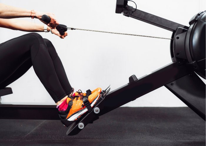 Person on rowing machine