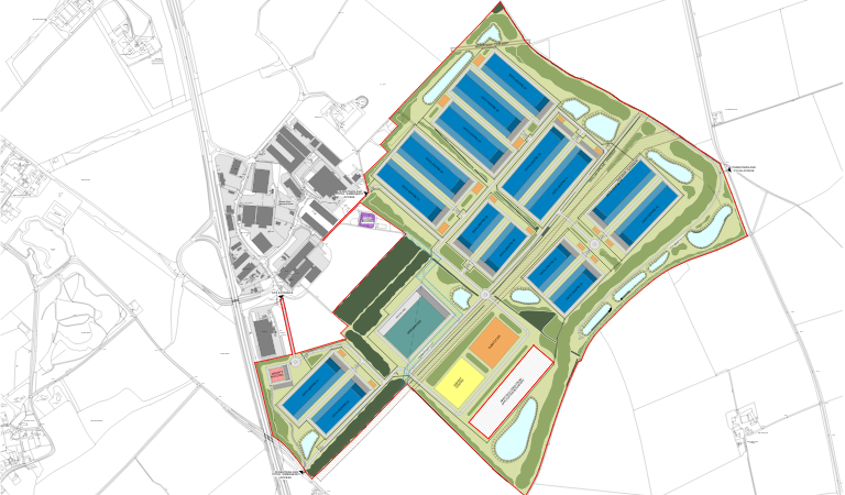 Image showing the proposed plan for the extension of Elsham Wolds Industrial Estate