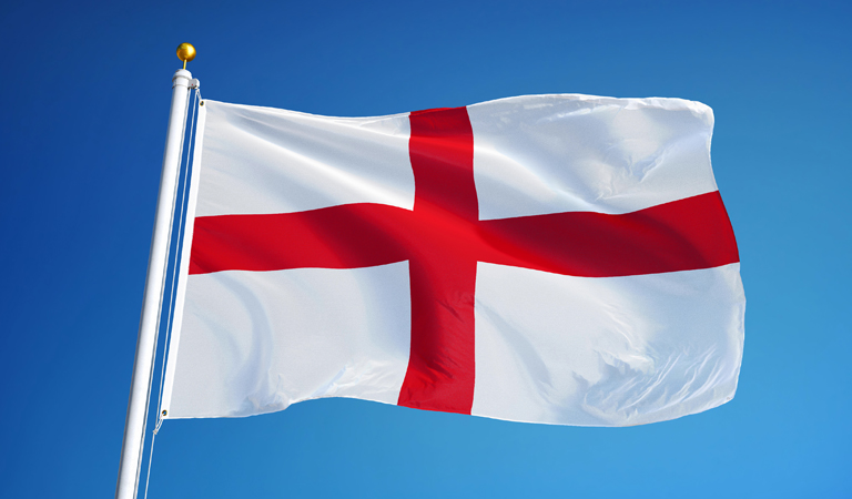 England flag flying on flagpole