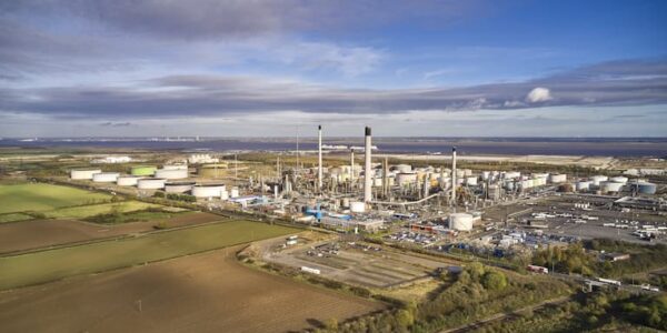 Aerial view of Lindsey Oil refinery at Killingholme