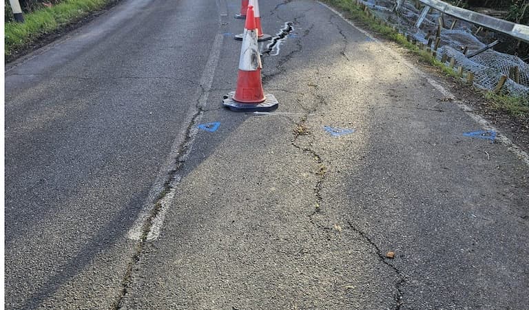 Road closed for safety reasons after wildlife infestation causes major structural damage