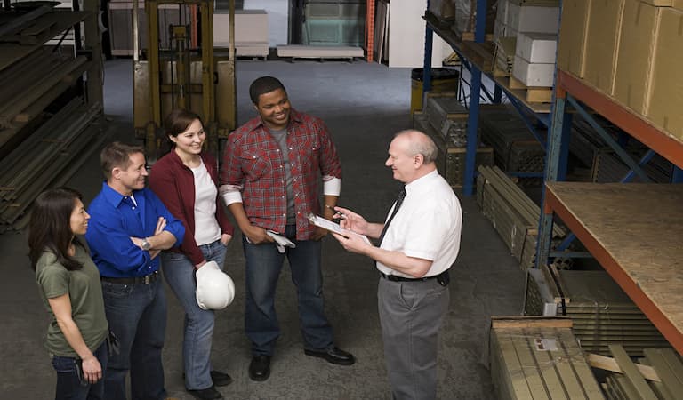 Workers in a warehouse.