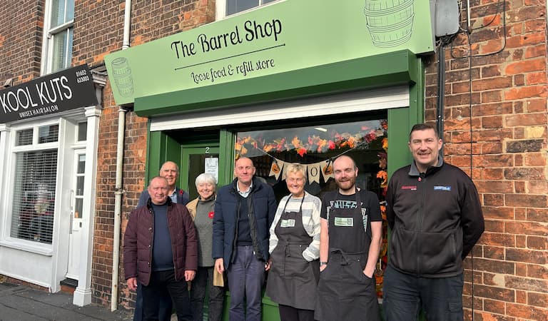 Group pic outside the Barrel Shop in Barton-upon-Humber