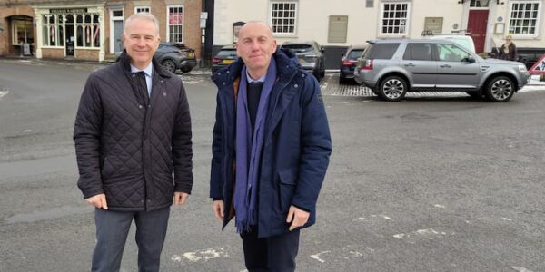 Cllr Rob Waltham and Cllr Tim Mitchell in Epworth Market Place.