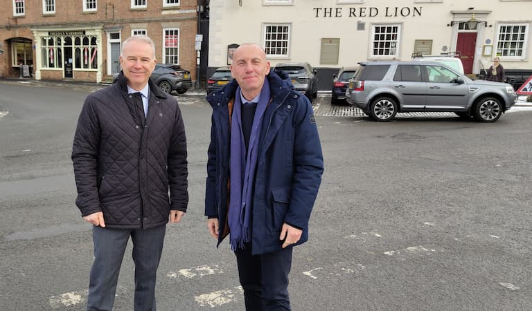Cllr Rob Waltham and Cllr Tim Mitchell in Epworth Market Place.